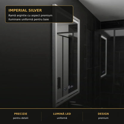 Oglindă LED Verite Imperial Silver 60x80 cm – detaliu premium