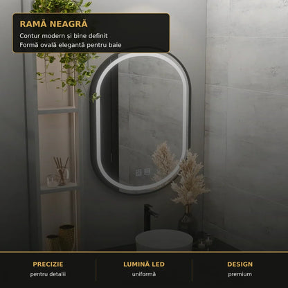 Oglindă LED VETRO 50x80 cm – detaliu premium