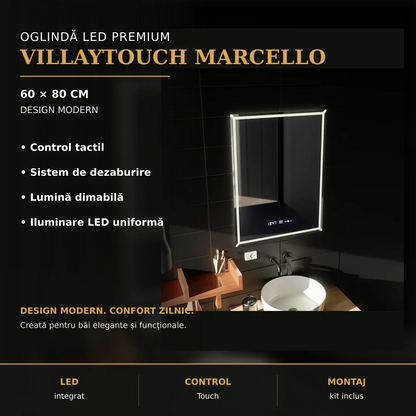 Oglindă LED VillayTouch Marcello 60x80 cm – imagine premium