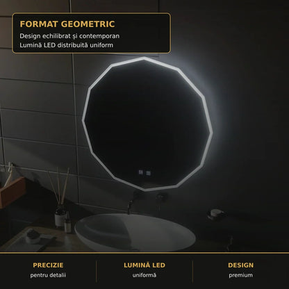 Oglindă LED VIVO Ø50 cm – detaliu premium