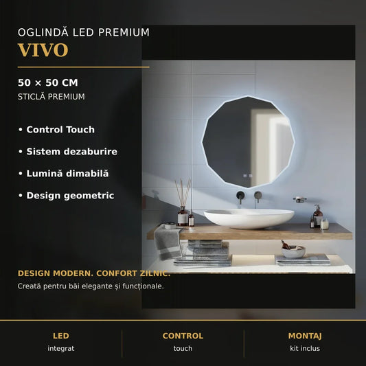 Oglindă LED VIVO Ø50 cm – imagine premium