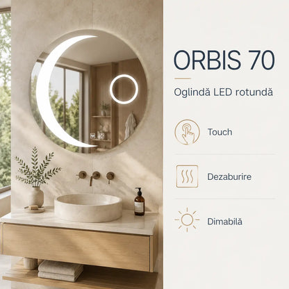 Oglindă LED Orbis 70 cm – prezentare premium