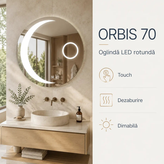 Oglindă LED Orbis 70 cm – prezentare premium