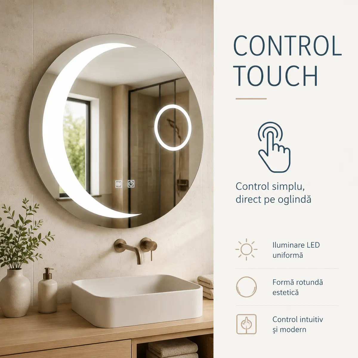 Oglindă LED Orbis – control touch