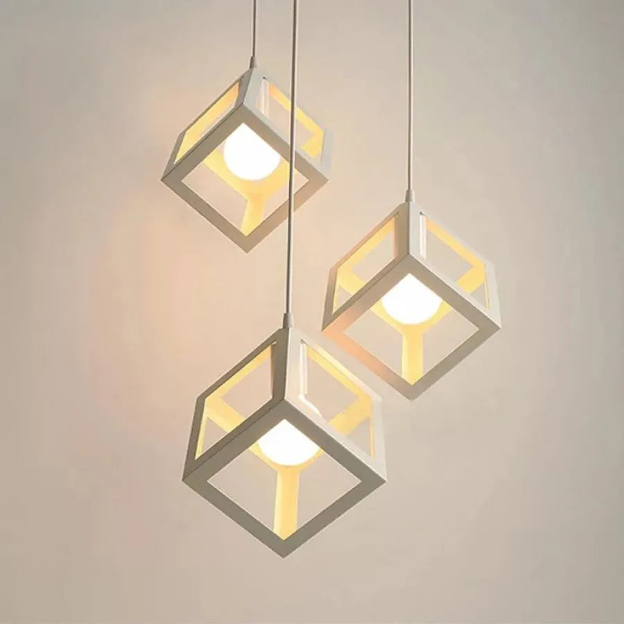 Lustra Forma Cub, STRUKTUR Cluster, 3xE27, Alb, Metal – lustră LED, culoare albă – RegalStore, iluminat interior