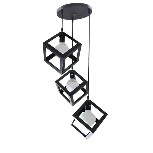 Lustra Forma Cub, STRUKTUR Cluster, 3xE27, Negru, Metal