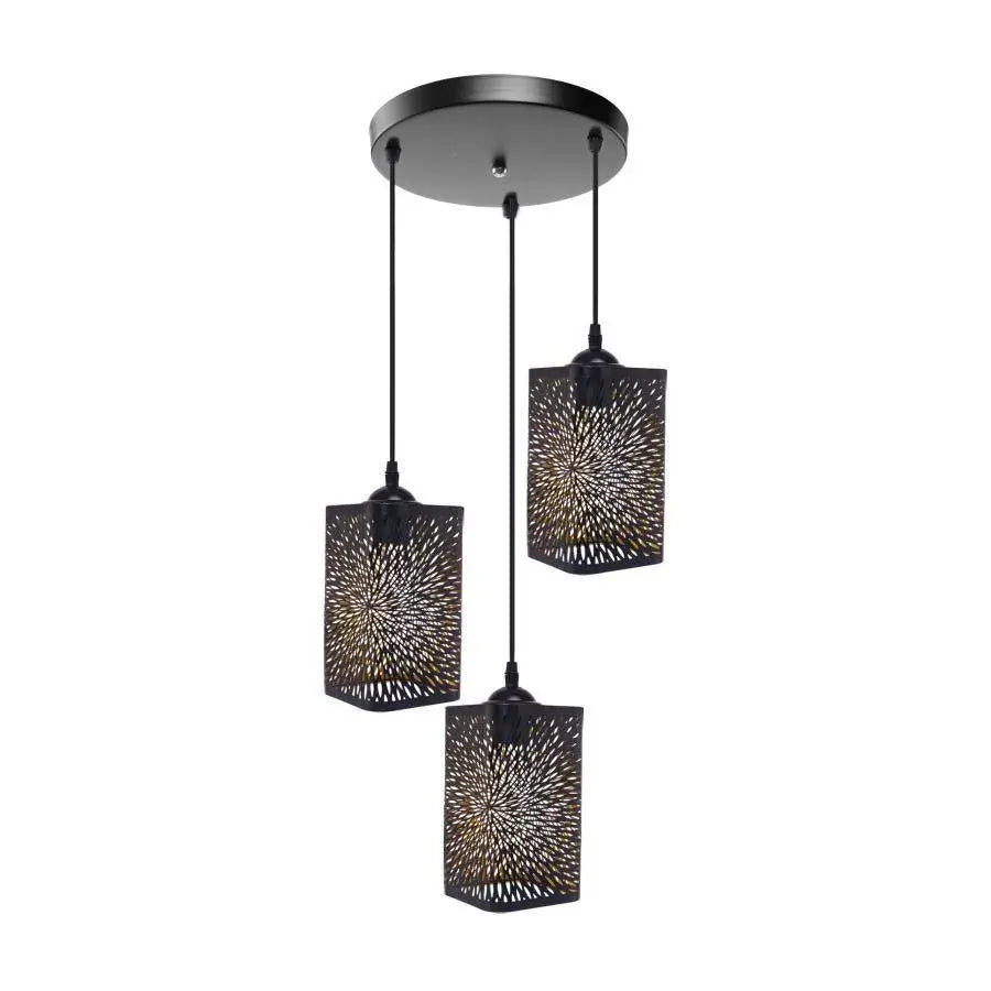 Pendul Izaria, 3*E27, Negru cu Auriu, Metal – pendul modern, culoare aurie, culoare neagră – RegalStore, iluminat interi