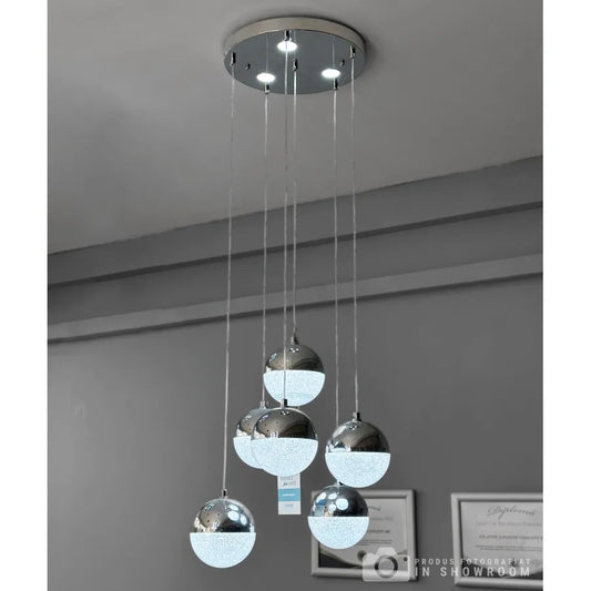 Pendul LED Jeremias cu Telecomanda, 63W, 2.4GHz, Dimabila, Metal, Crom