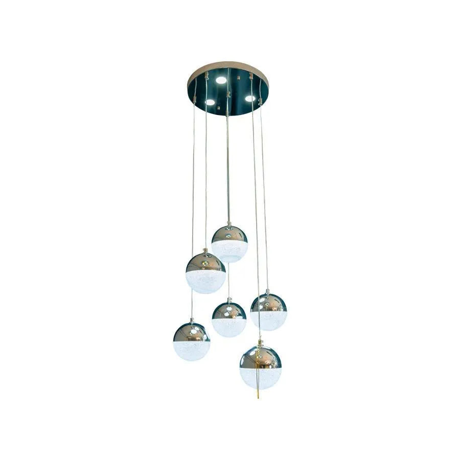 Pendul LED Jeremias cu Telecomanda, 63W, 2.4GHz, Dimabila, Metal, Crom