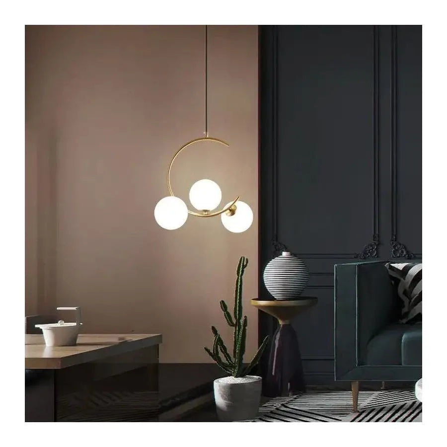 Lustra LOFT Atrium, 3x E27, Alb Auriu, Metal, Inaltime Reglabila – lustră LED, culoare aurie, culoare albă – RegalStore,