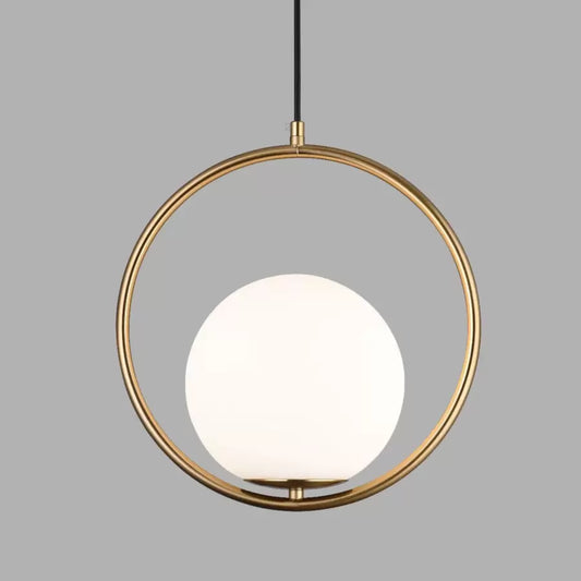 Lustra LOFT Haven, 1x E27, Alb Auriu, Metal, Inaltime Reglabila – lustră LED, culoare aurie, culoare albă – RegalStore,