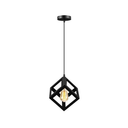 Lustra Forma Cub, STRUKTUR Uno, 1x E27, Negru, Suspendat, Metal