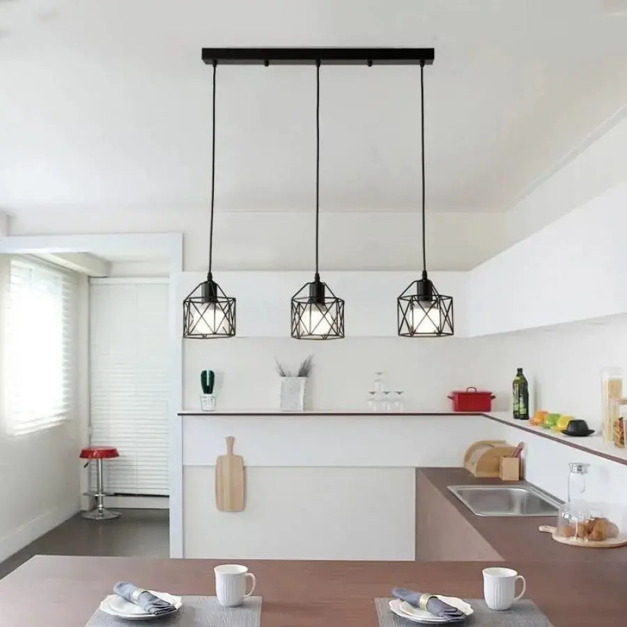 Lustra Forma Prism, Geo Trio, 3xE27, Negru, Metal