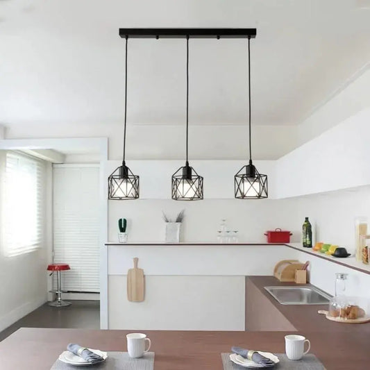 Lustra Forma Prism, Geo Trio, 3xE27, Negru, Metal