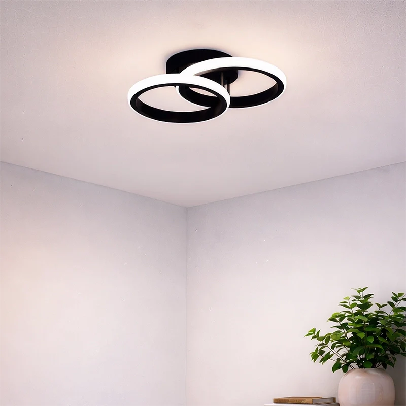 Lustra LED VERTEX Circula Cercuri Suprapuse, 44W, 2 Cercuri, Lumina Rece/Calda/Neutra, Negru