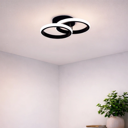 Lustra LED VERTEX Circula Cercuri Suprapuse, 44W, 2 Cercuri, Lumina Rece/Calda/Neutra, Negru