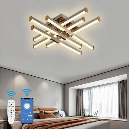 Lustra LED cu Telecomanda LT178/6WH, 84W, 6 Elemente, Lumina Rece/Clada/Neutra, Dimabila, Alb