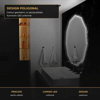 Oglindă LED Poligon 70 cm – detalii