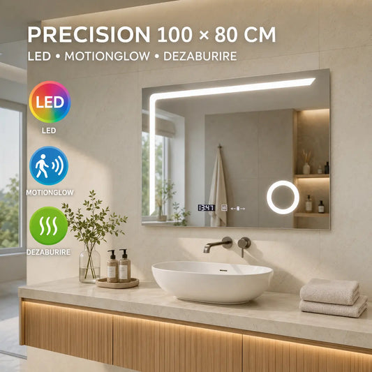Oglindă LED Precision 100x80 cm – prezentare premium