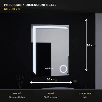 Oglindă LED Precision 60x80 – dimensiuni