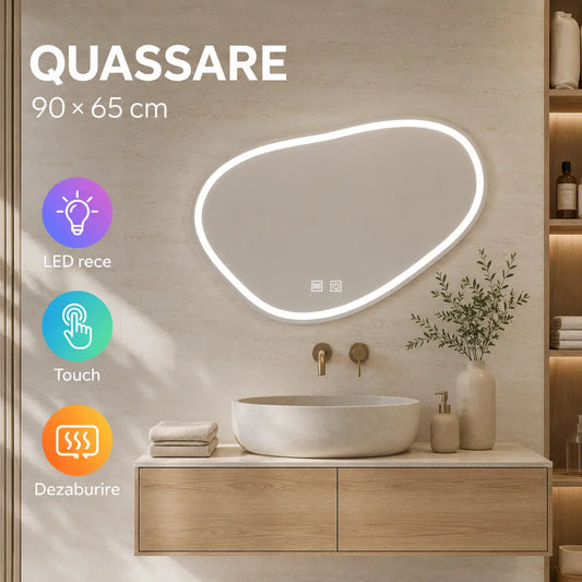 Oglindă LED Quassare 90x65 cm – prezentare premium