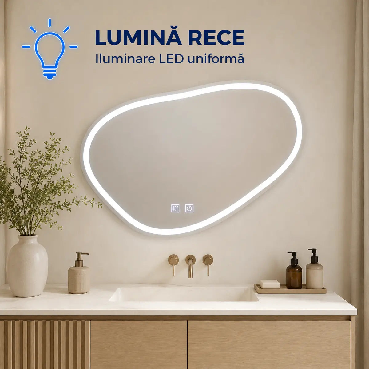 Oglindă LED Quassare – lumină rece