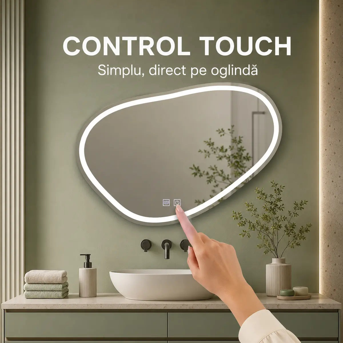 Oglindă LED Quassare – control touch