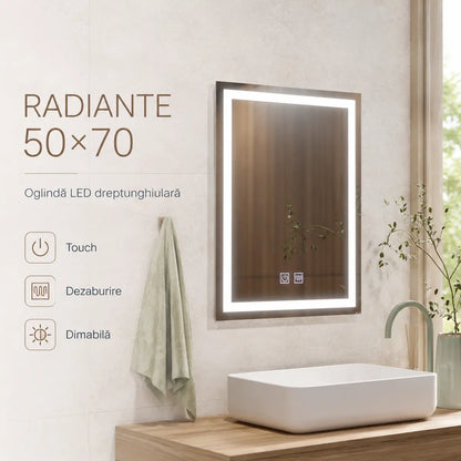 Oglindă LED Radiante 50x70 cm – prezentare premium