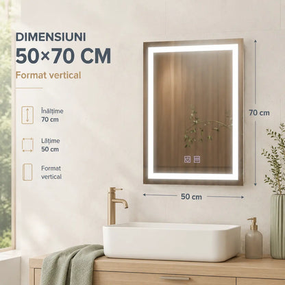 Oglindă LED Radiante – dimensiuni 50x70 cm
