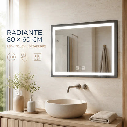 Oglindă LED Radiante 80x60 cm – prezentare premium