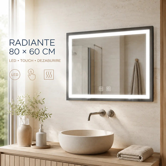 Oglindă LED Radiante 80x60 cm – prezentare premium