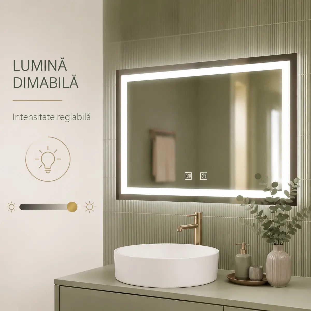Oglindă LED Radiante – lumină dimabilă