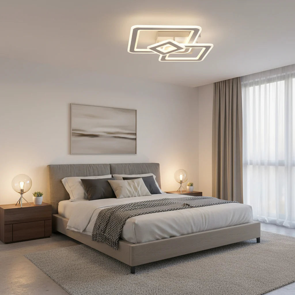 Lustra LED Horetensia cu Telecomanda, 116W, Dimabil, Lumina Calda/ Neutra/ Rece, Alb