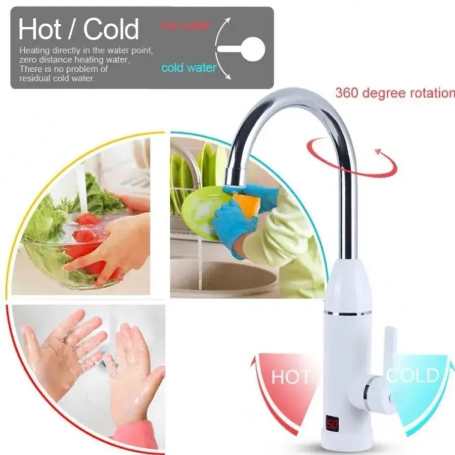 Robinet Electric Instant pentru Apa Calda, Afisaj LCD, Alb, LZ-501X – culoare albă – RegalStore, iluminat interior