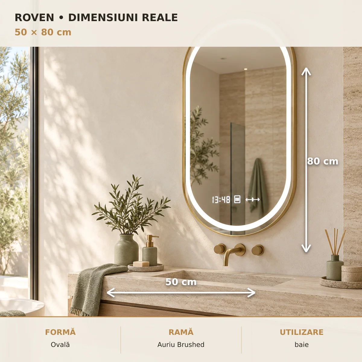 Oglinda LED Roven 50x80 cm - dimensiuni