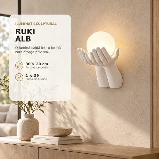 RUKI alb 30x20 cm - aplica decorativa premium