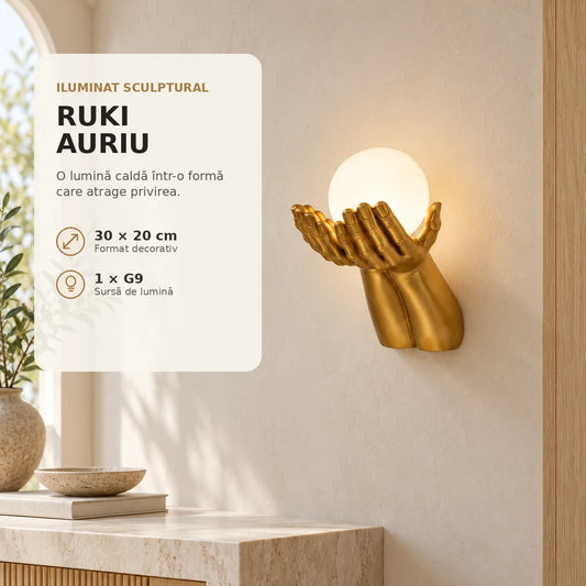 RUKI auriu 30x20 cm - aplica decorativa premium