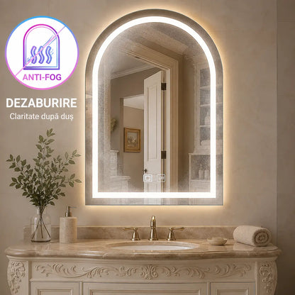Oglindă LED arcuită – funcție de dezaburire