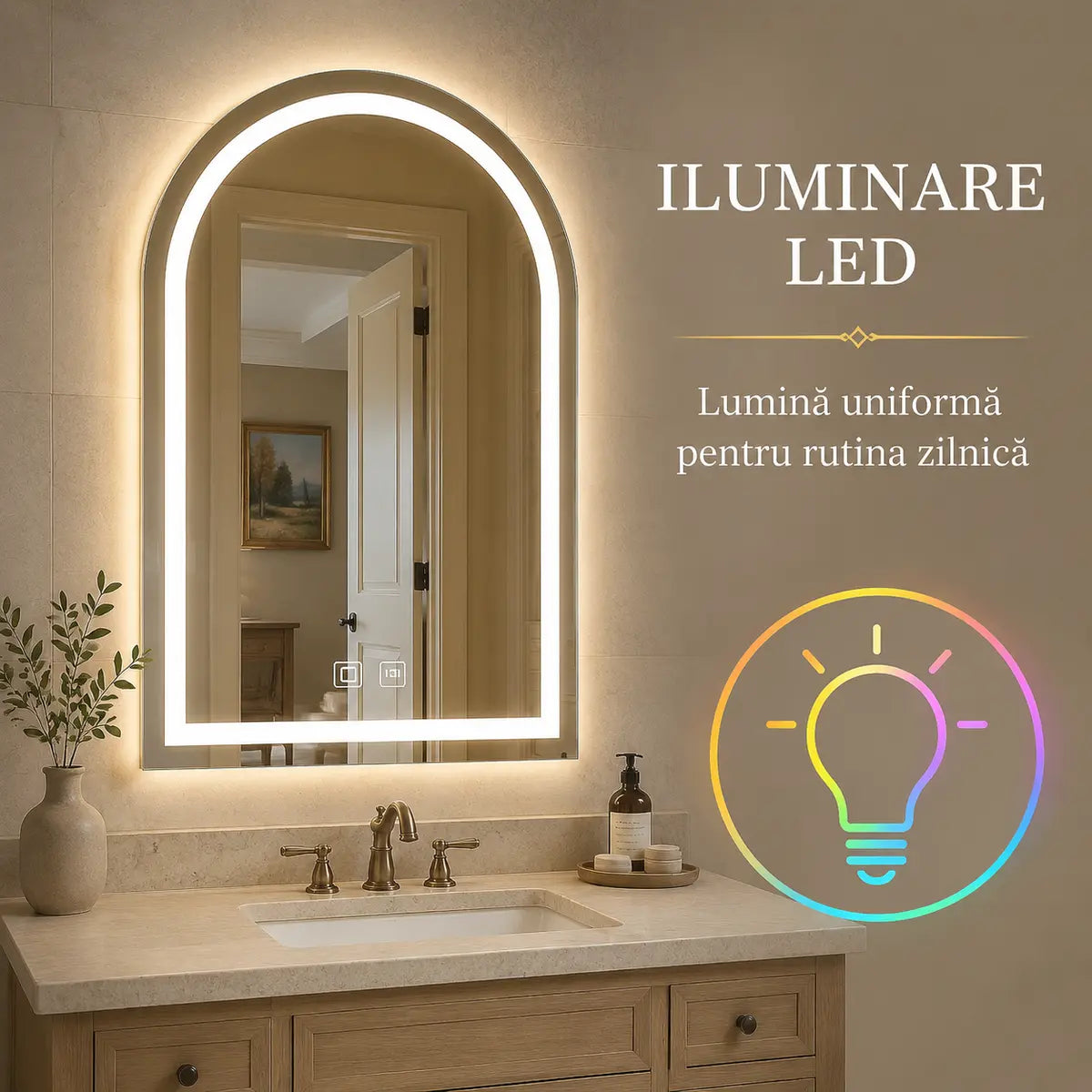 Oglindă LED arcuită – iluminare LED