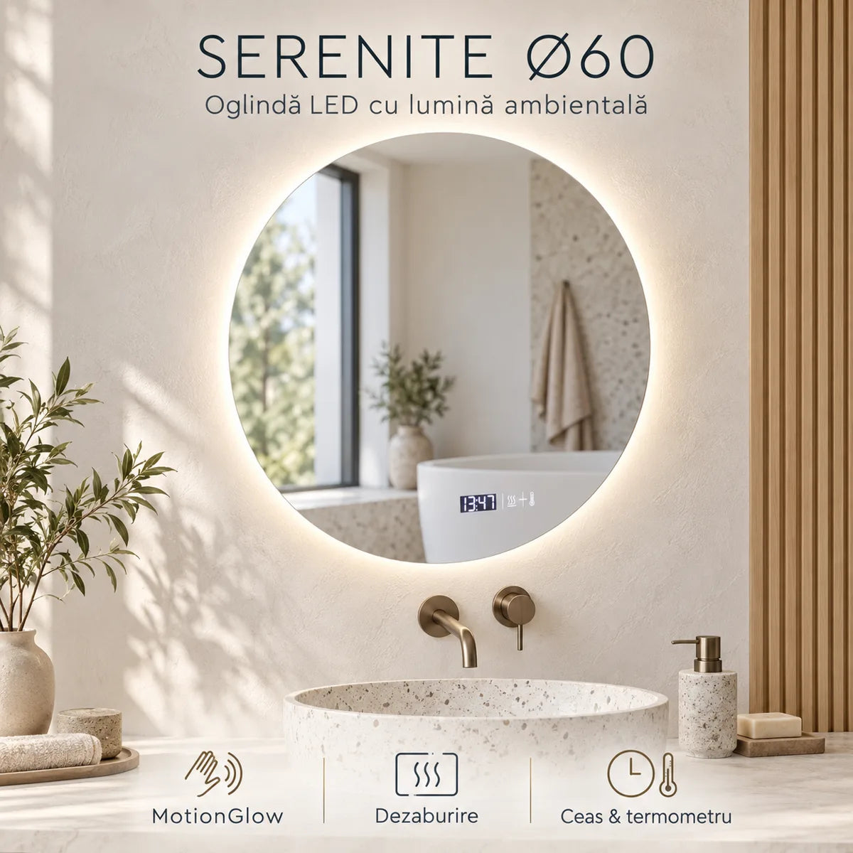 Serenite 60 cm oglinda LED MotionGlow