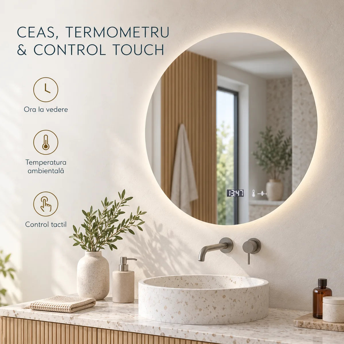 Serenite 60 cm ceas termometru control touch