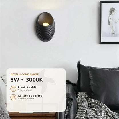 Shell negru - 5W, 3000K si montaj pe perete