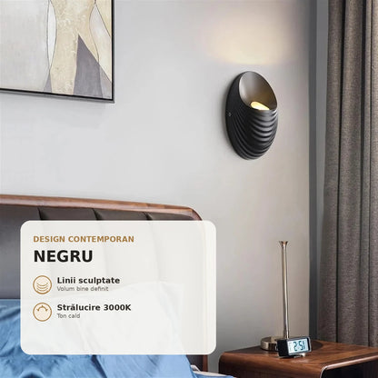 Shell negru - design contemporan si lumina calda