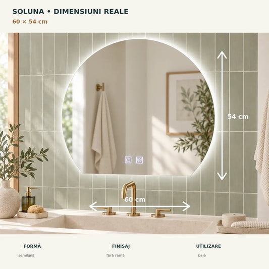 Oglinda LED Soluna 60x54 cm - dimensiuni