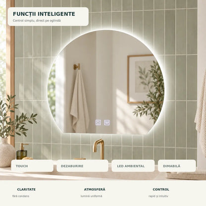 Oglinda LED Soluna - touch dezaburire LED si lumina dimabila