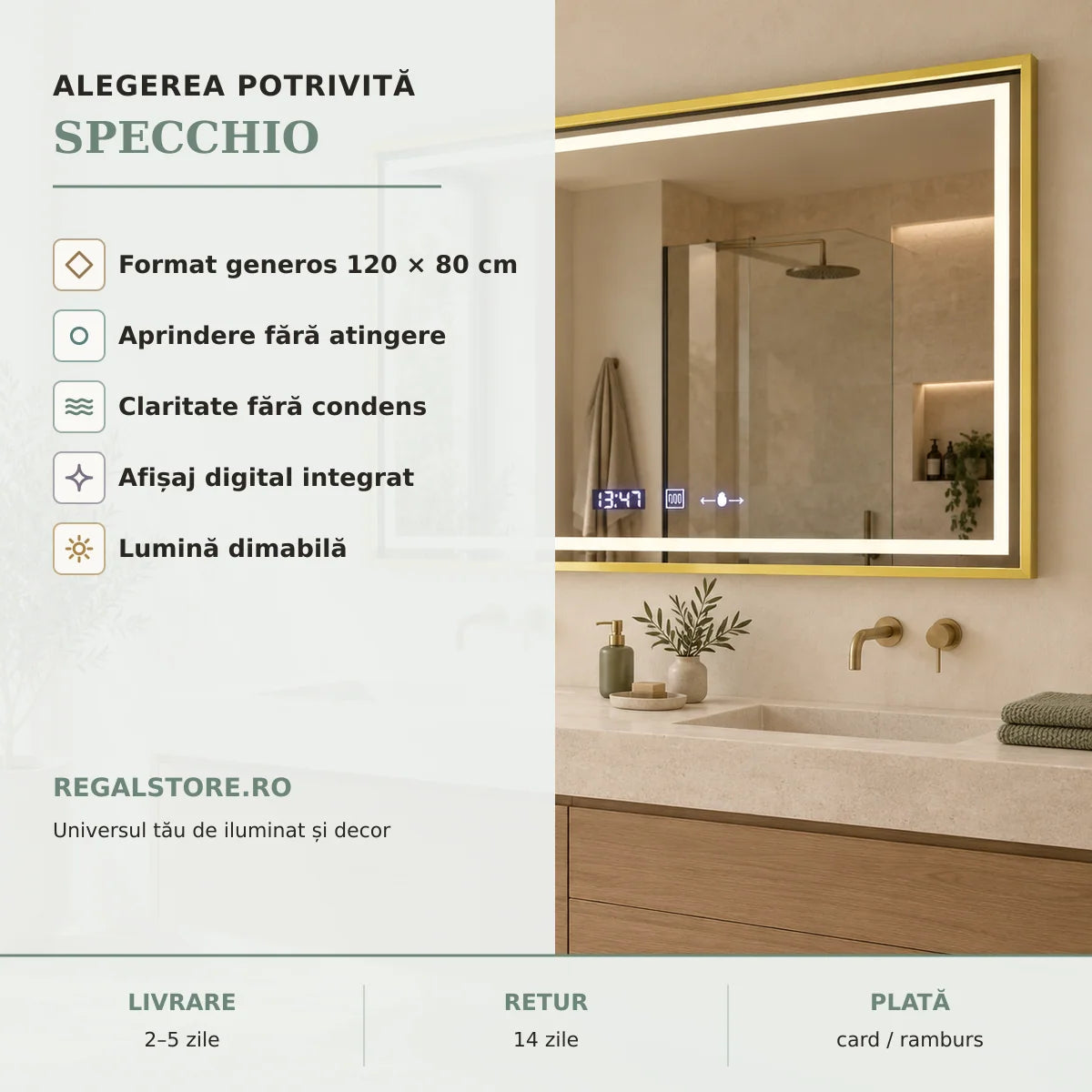Oglinda LED Specchio - beneficii principale