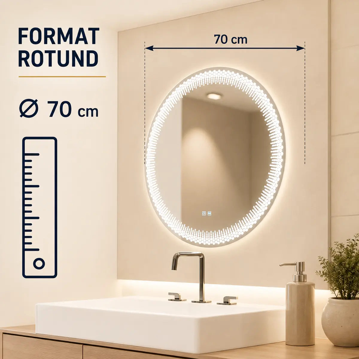 Oglindă LED Stellaire – diametru 70 cm