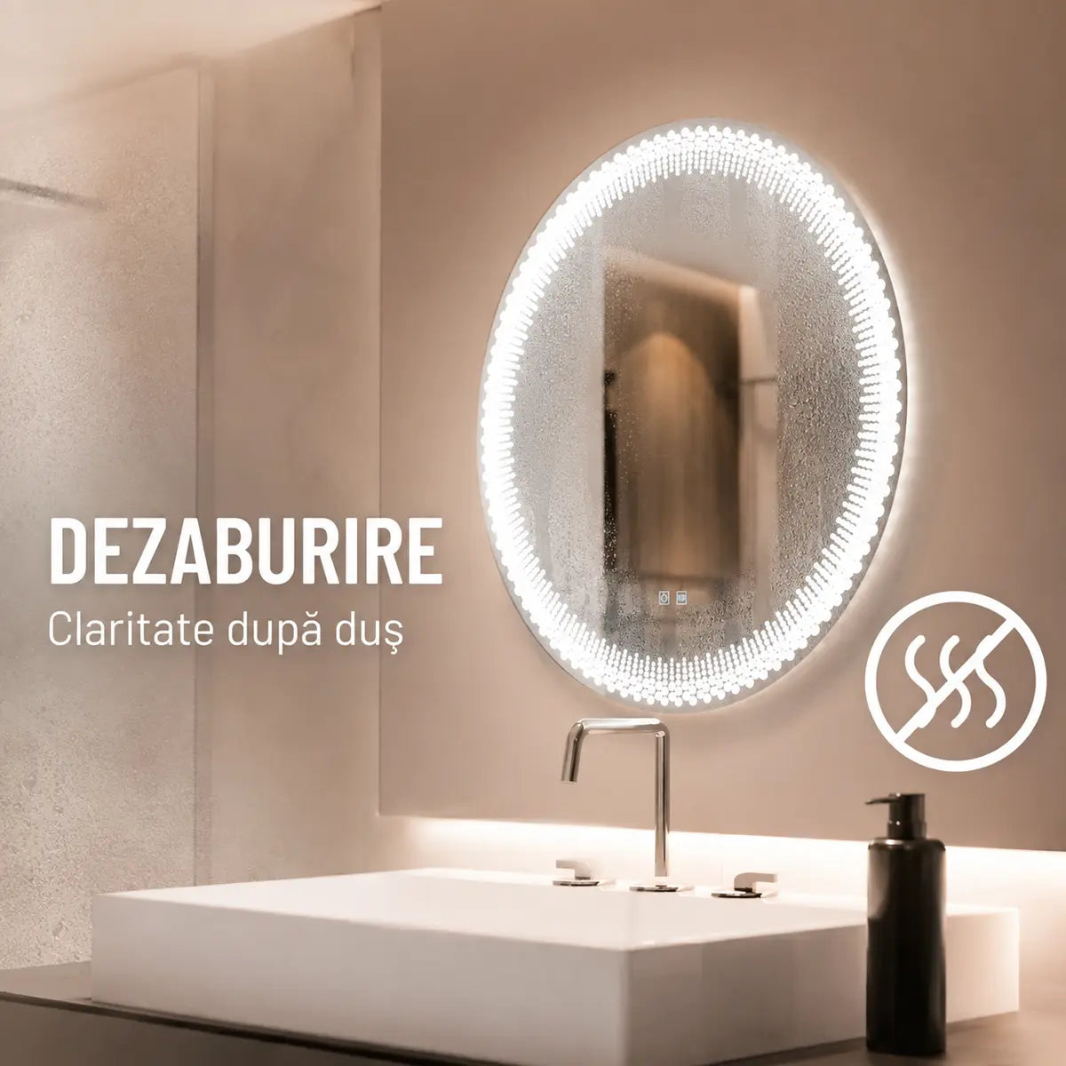 Oglindă LED Stellaire – funcție de dezaburire