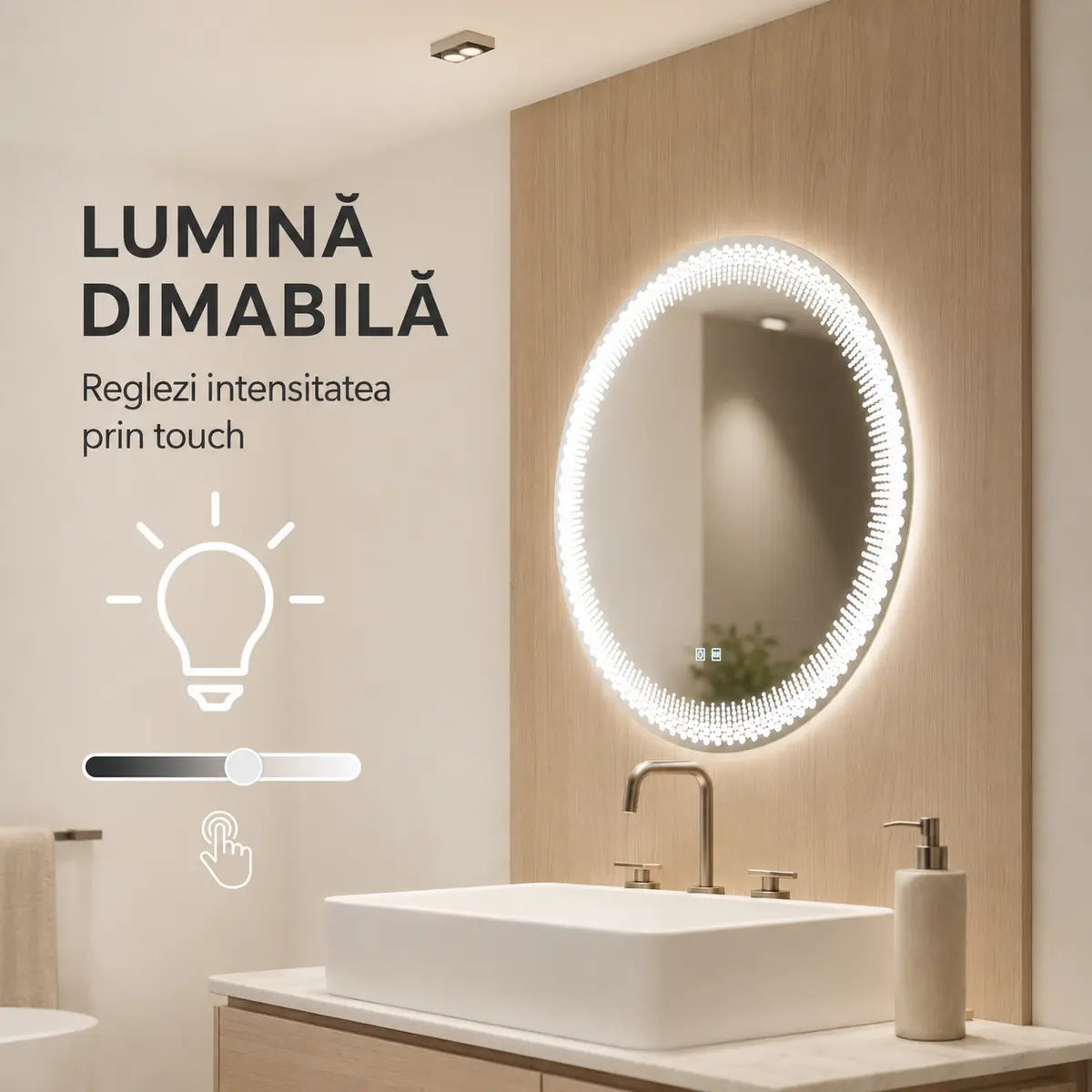 Oglindă LED Stellaire – lumină dimabilă
