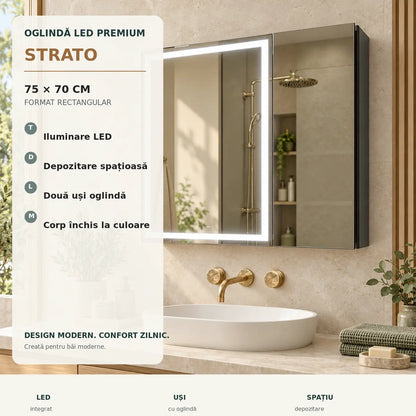 Dulap cu oglinda LED STRATO 75x70 cm - imagine principala